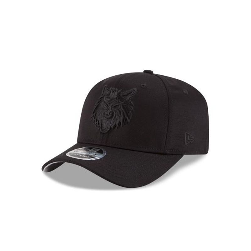 NBA Minnesota Timberwolves Black On Black Stretch Snap 9Fifty Snapback (BZL7809) - Black New Era Caps